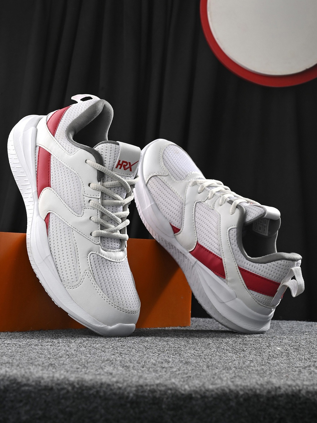 

HRX by Hrithik Roshan Women White & Red Mesh Memory Foam Non-Marking Walking Shoes
