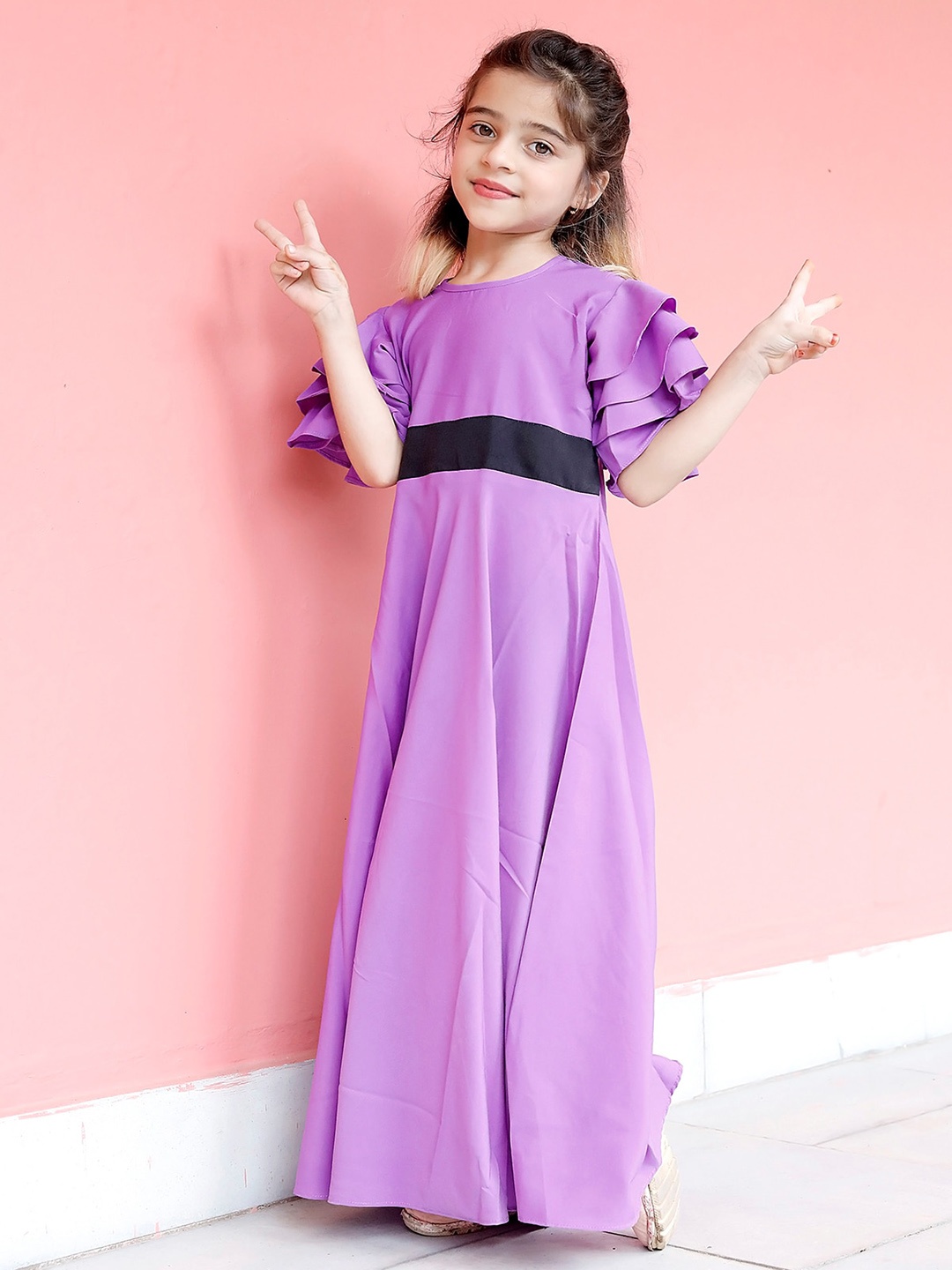 

GO Kids Girls Flutter Sleeves Maxi Dress, Purple