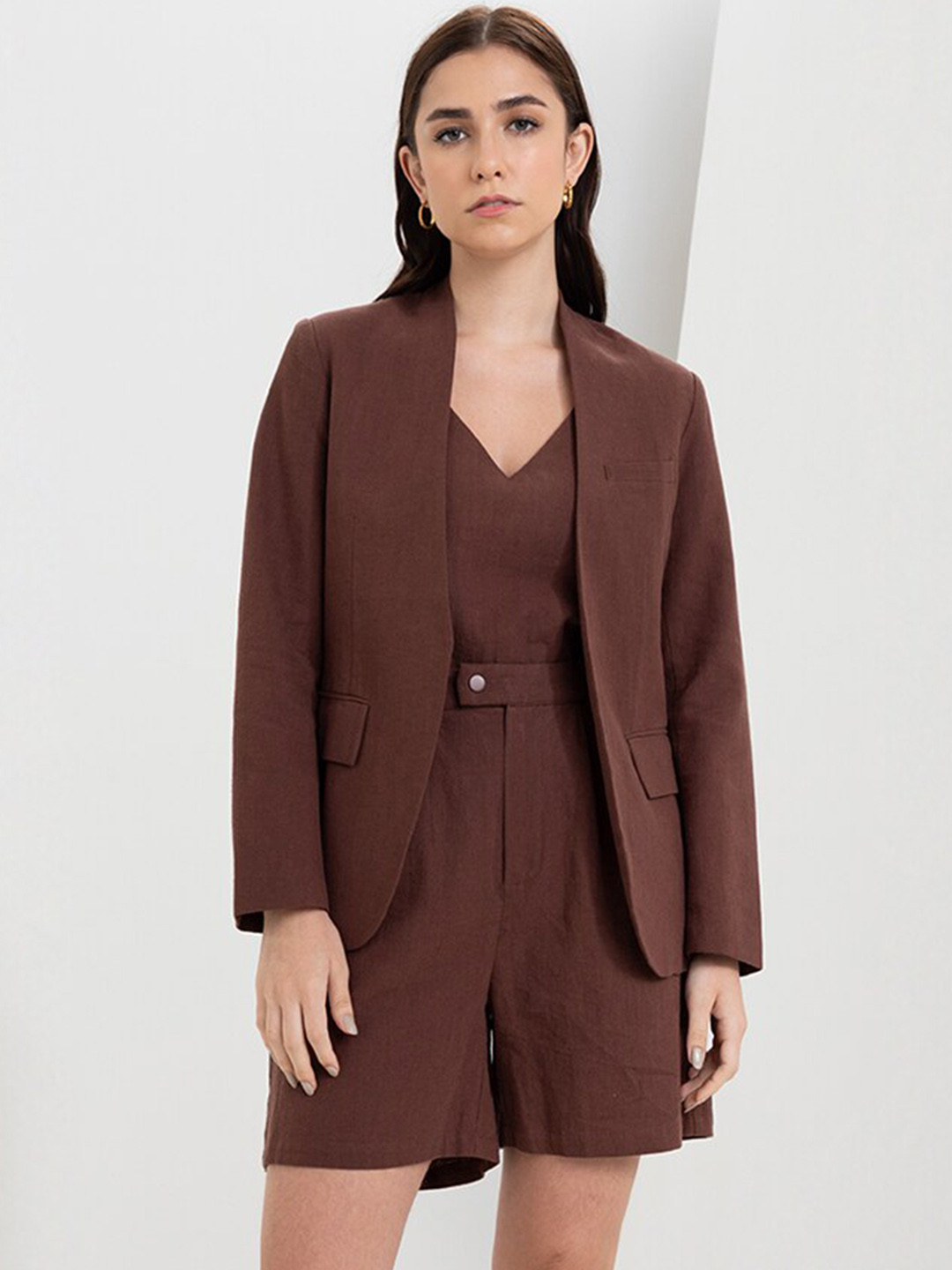 

Zalora Studios Women Longline Tailored Jacket, Brown