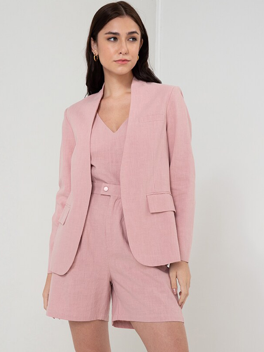 

Zalora Studios Women Longline Tailored Jacket, Pink