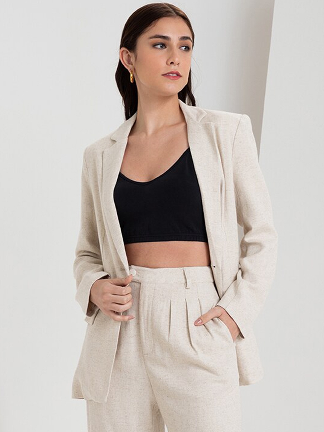 

Zalora Studios Notched Lapel Collar Blazer, Off white