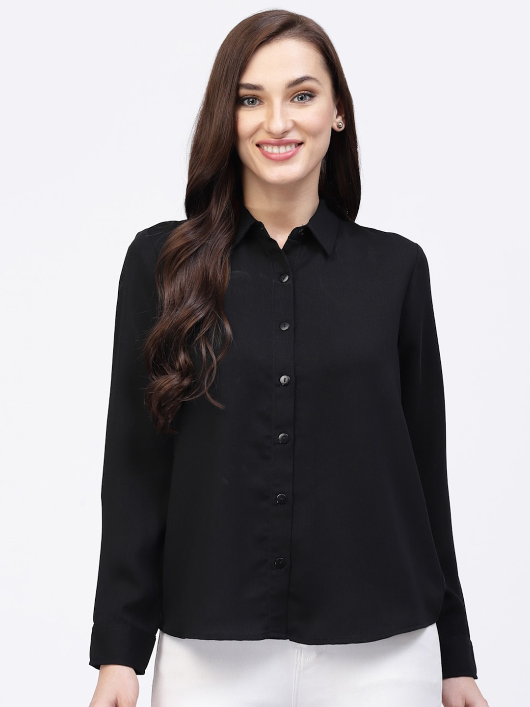 

Strong And Brave Spread Collar Twill Odour Free Casual Shirt, Black