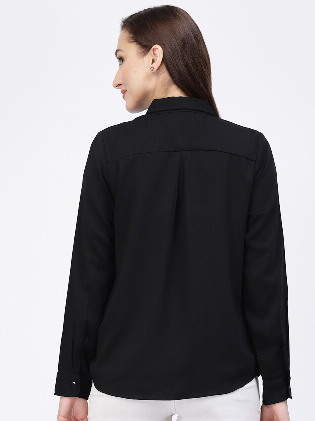 

Strong And Brave Spread Collar Twill Weave Casual Shirt, Black