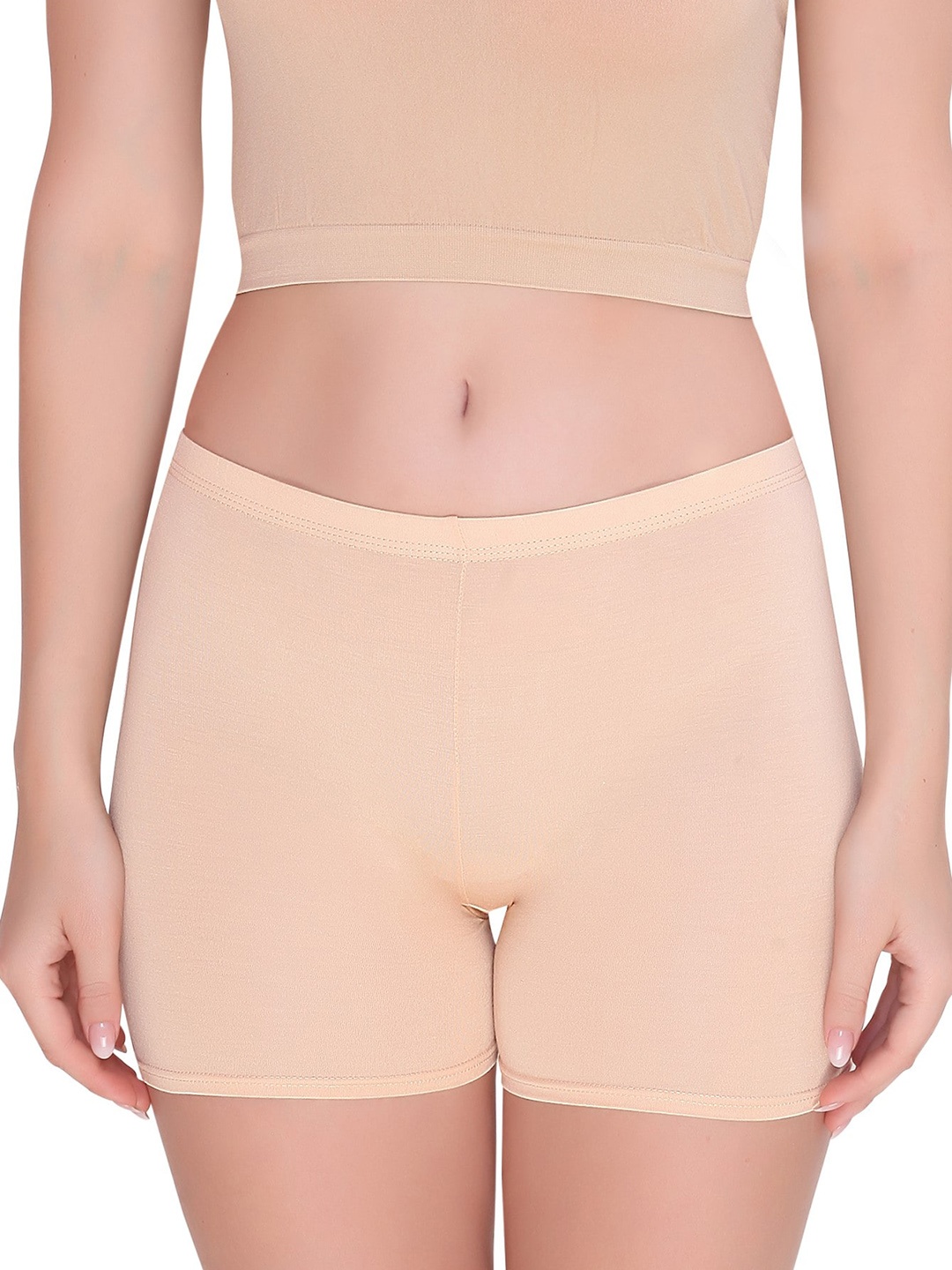 

PLUMBURY Women Seamless Mid-Rise Boy Short Brief PL-SHORTS-8083-BG-XS, Beige