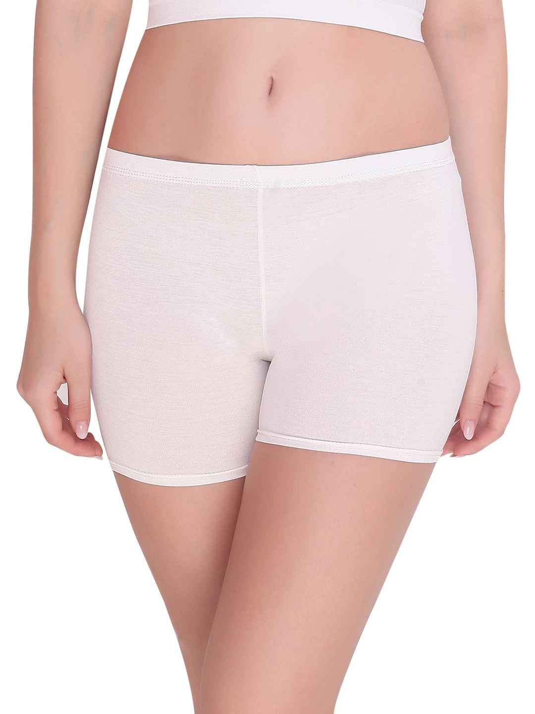 

PLUMBURY Women Seamless Mid-Rise Boy Short Brief PL-SHORTS-8083-WH-XS, White