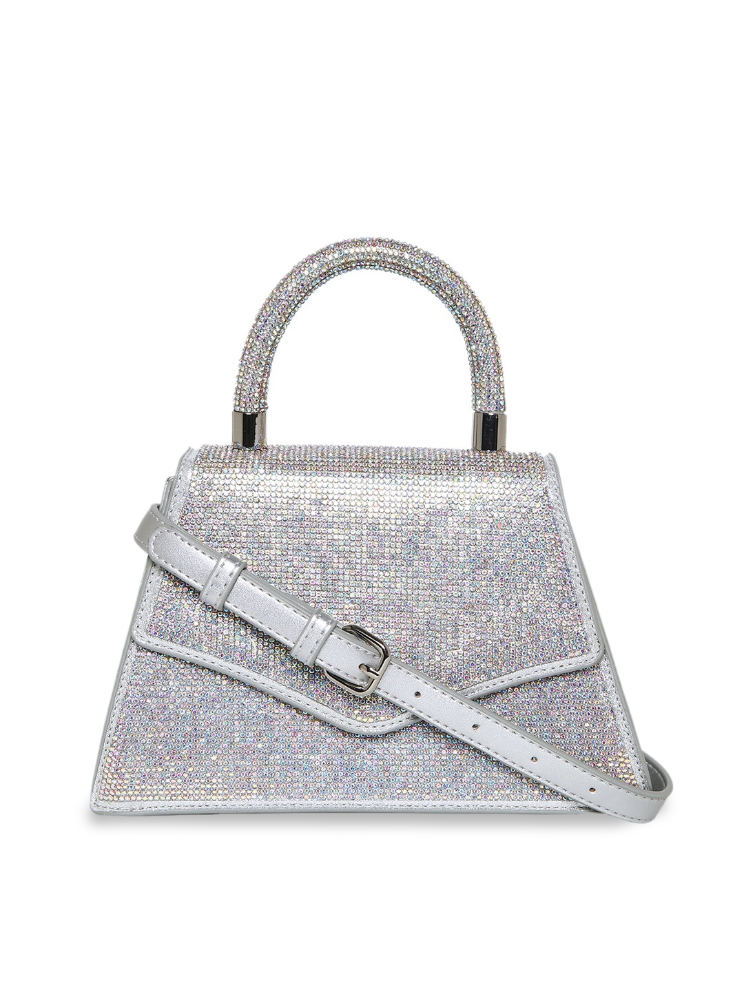 

Call It Spring Embellished Structured Satchel, Silver