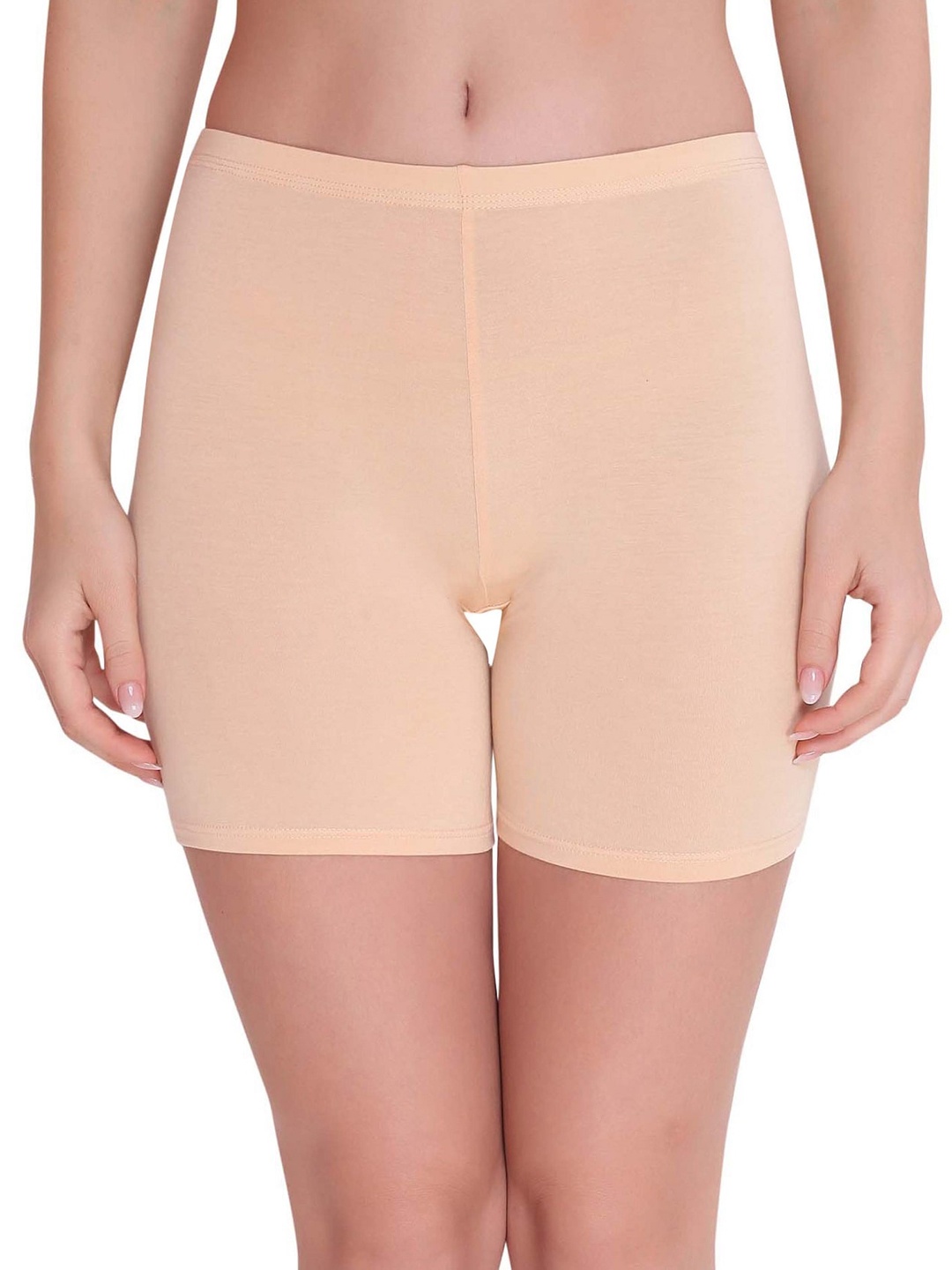 PLUMBURY Women Slim Fit Cycling Sports Shorts, Beige