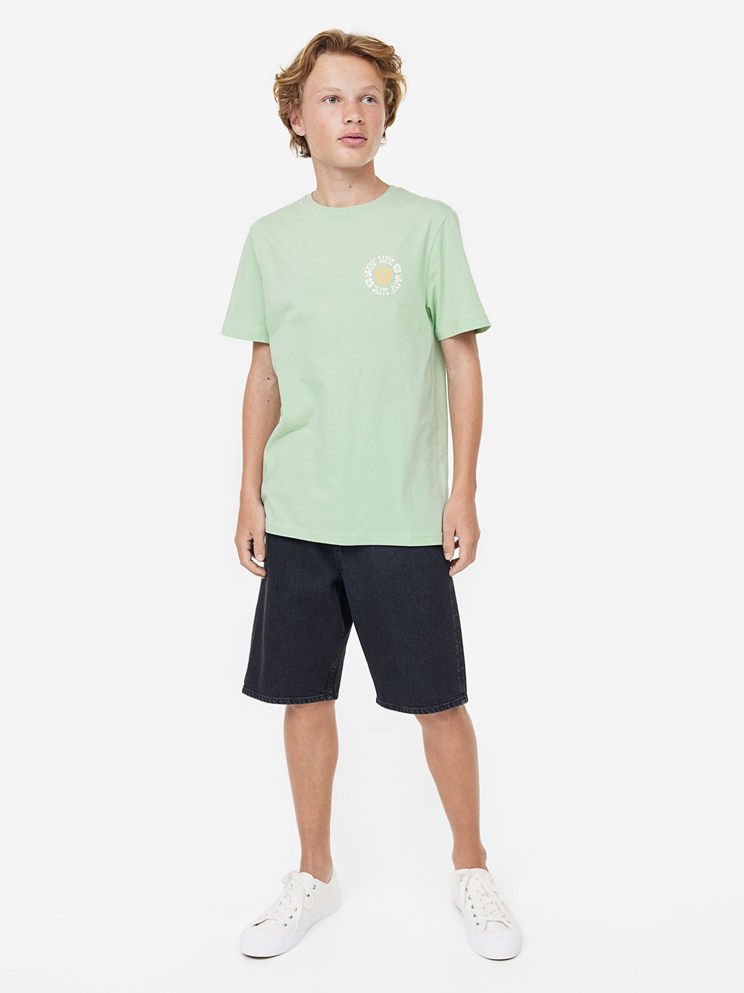 

H&M Boys Printed Pure Cotton T-shirt, Green