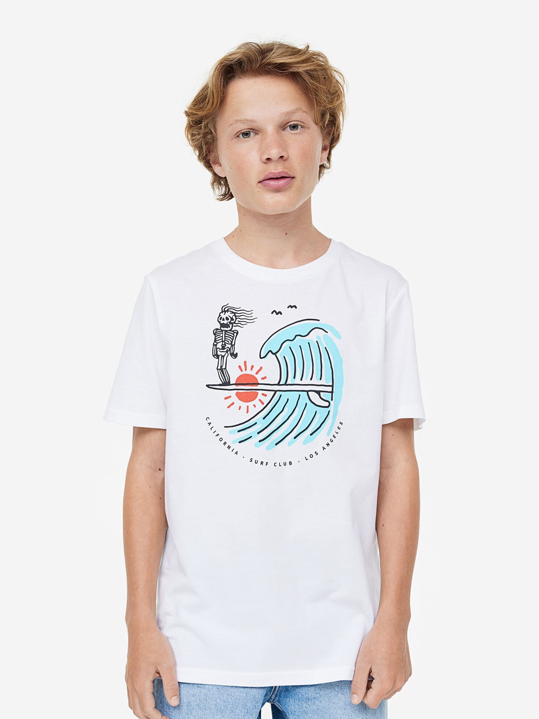 

H&M Boys Printed Pure Cotton T-shirt, White