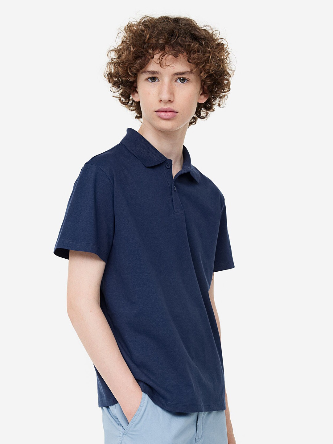 

H&M Boys Pure Cotton Jersey Polo Shirt, Blue