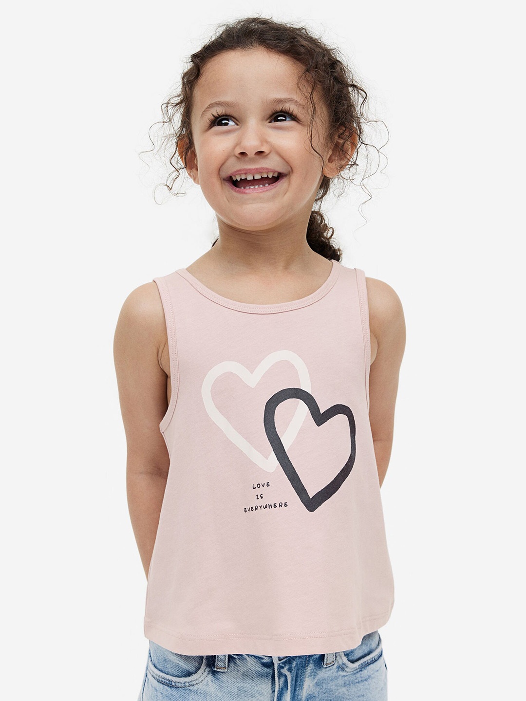 

H&M Girls Printed Pure Cotton Vest Top, Pink