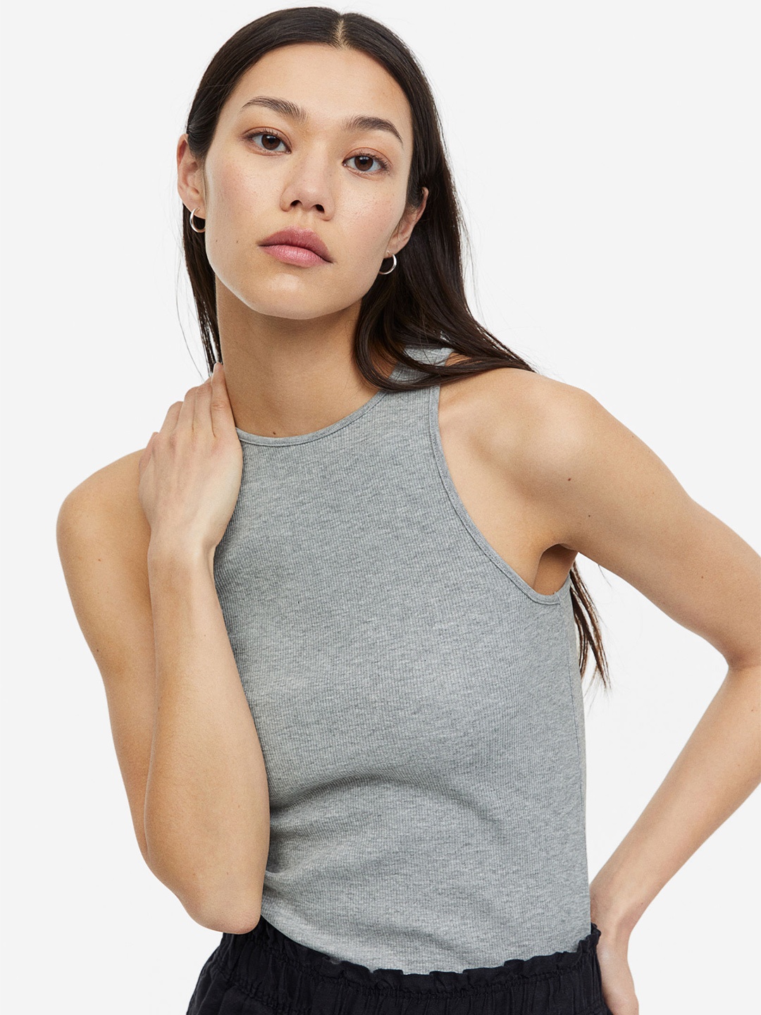 

H&M Ribbed Vest Top, Grey