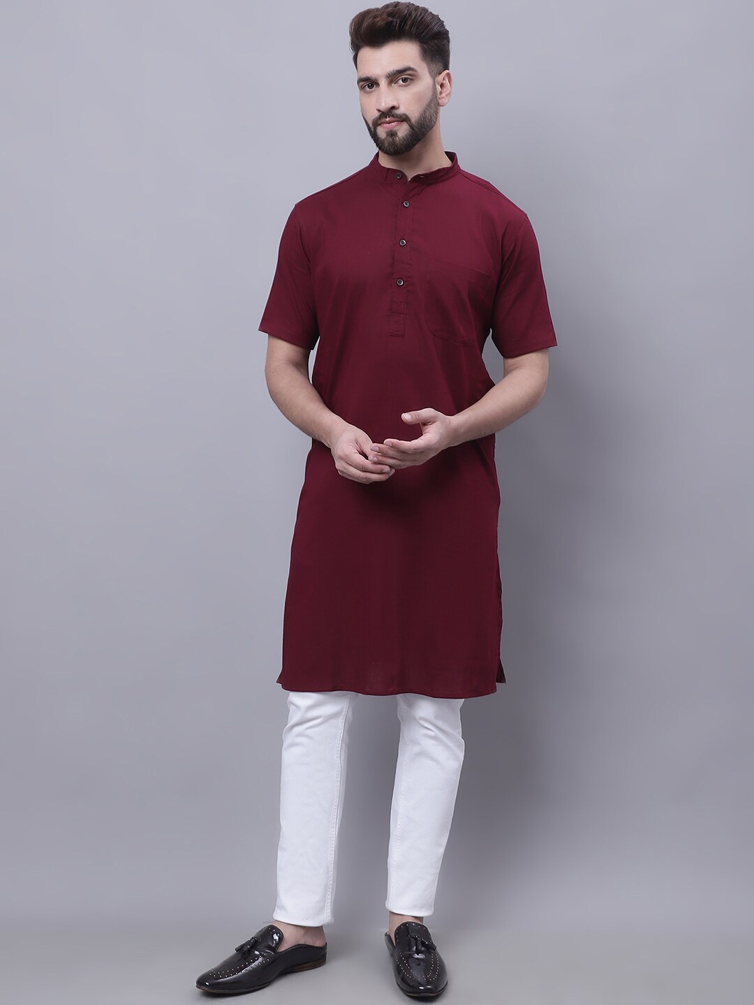 

even Men Pure Cotton Kurta, Pink