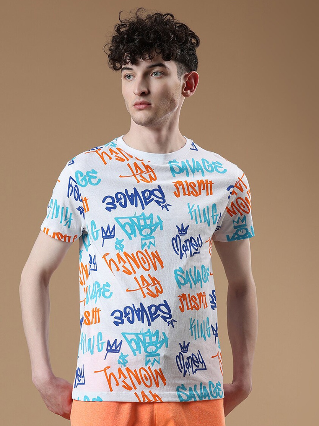 

Manaca Typography Printed Pure Cotton T-shirt, White