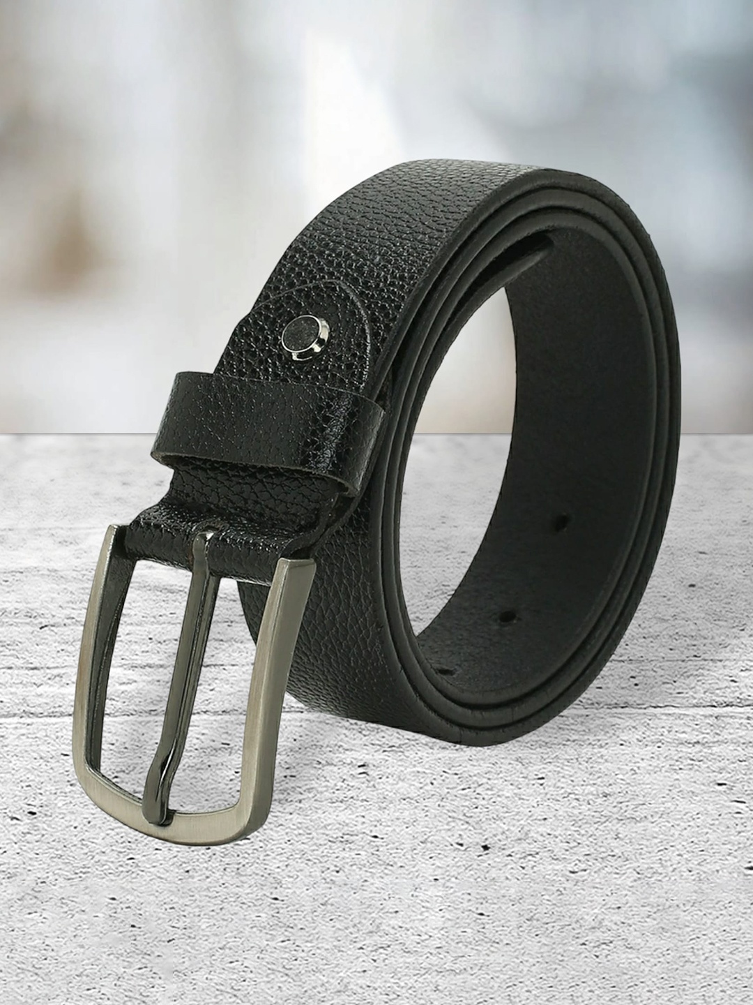

CRUSSET Men Textured Leather Belt, Black