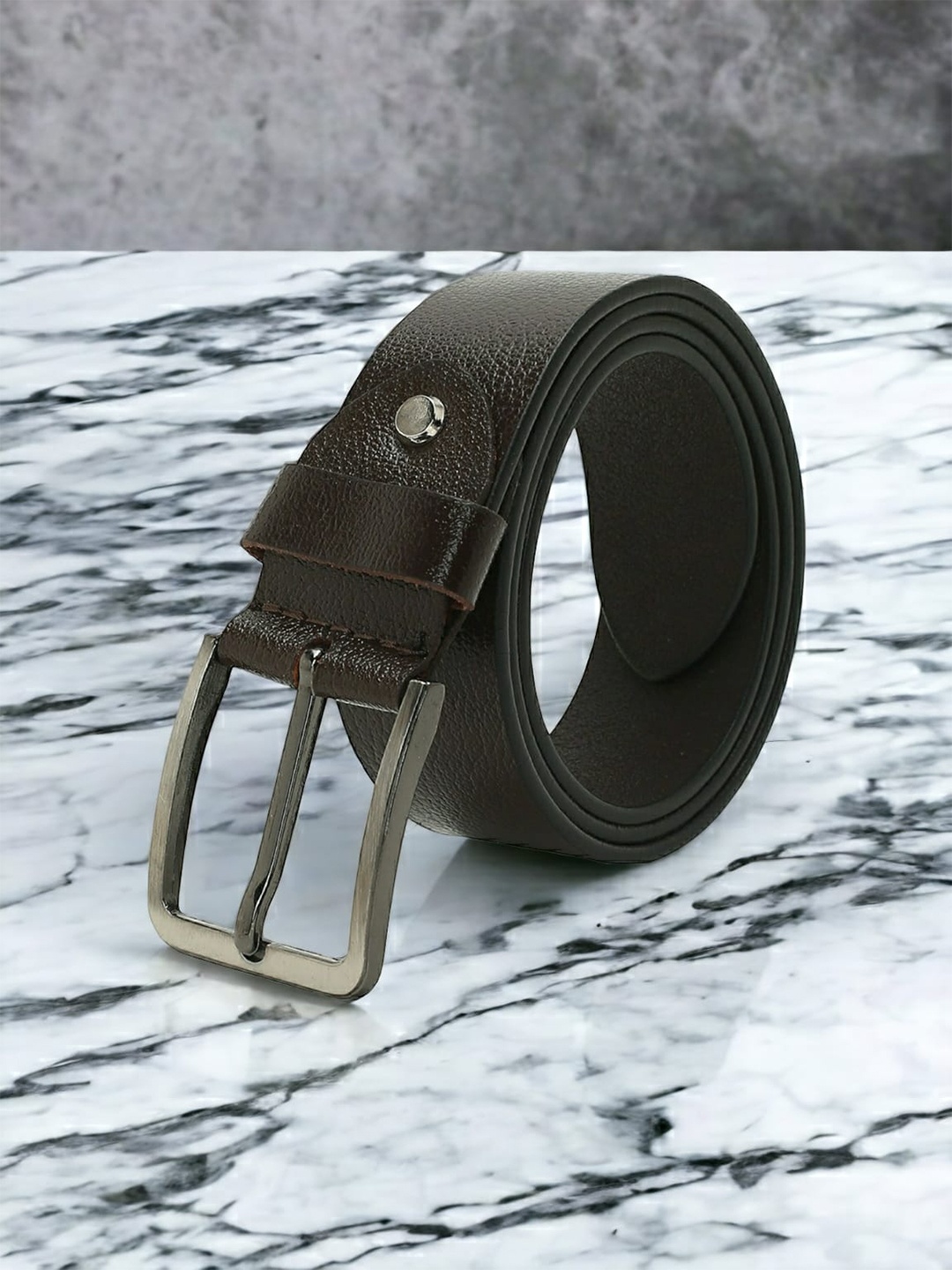 

CRUSSET Men Textured Leather Belt, Brown