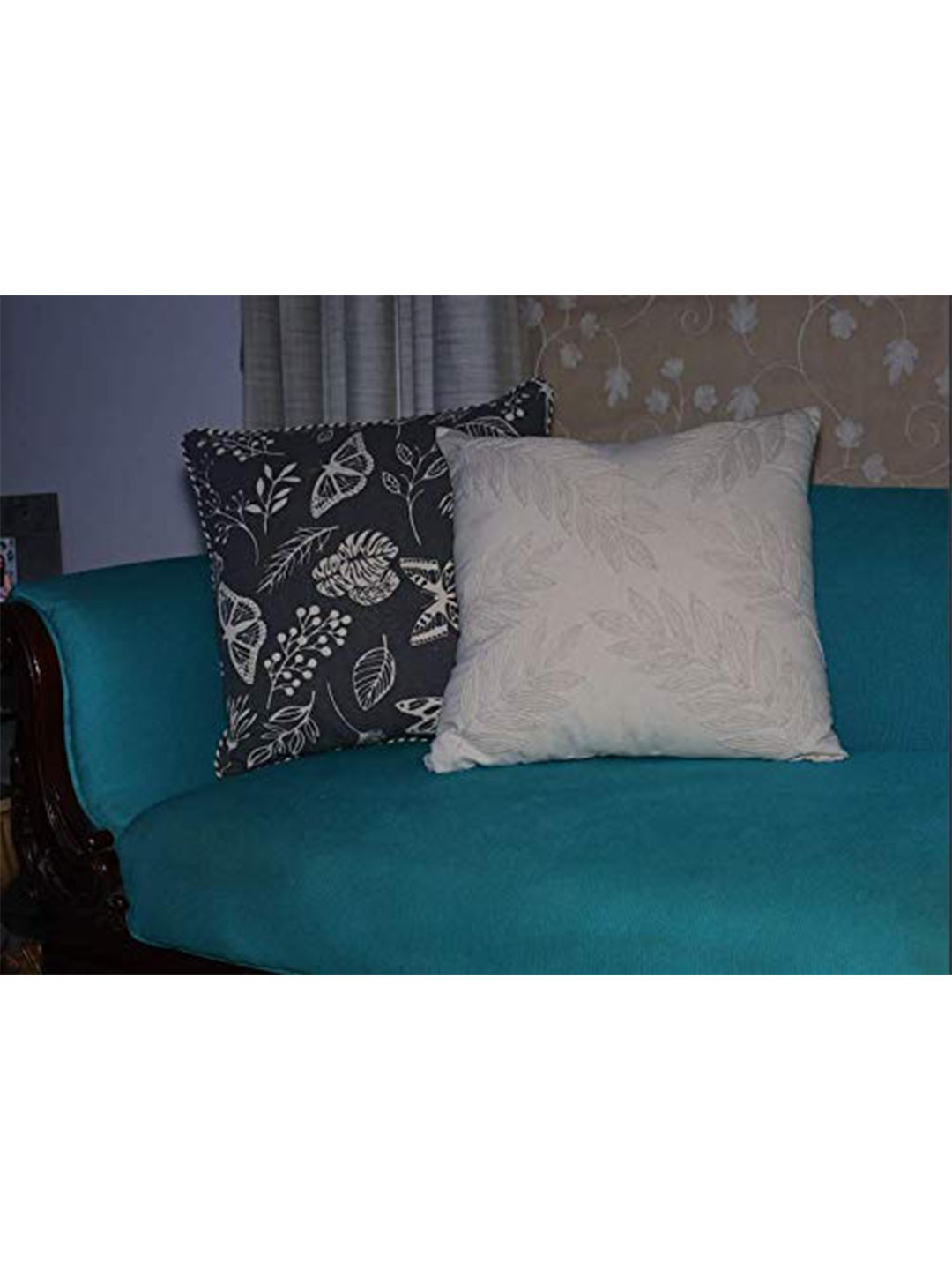 

Peng Essentials White Embroidered Cotton Square Cushion Cover