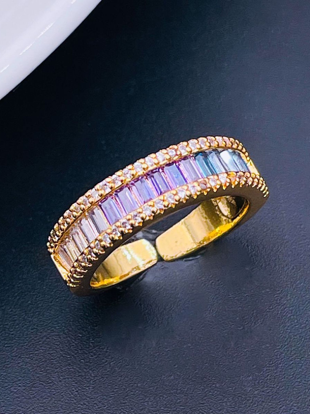 

ZIVOM 18KT Gold-Plated CZ-Studded Ring