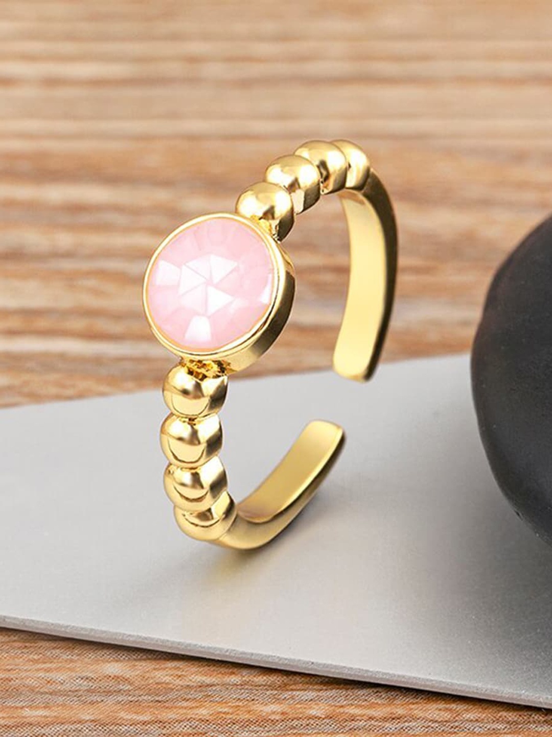 

ZIVOM 18KT Gold-Plated Mother Of Artificial CZ-Studded Ring
