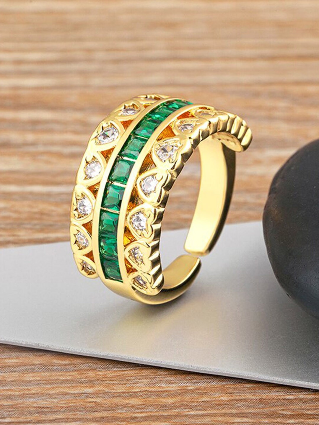 

ZIVOM 18KT Gold-Plated CZ-Studded Ring