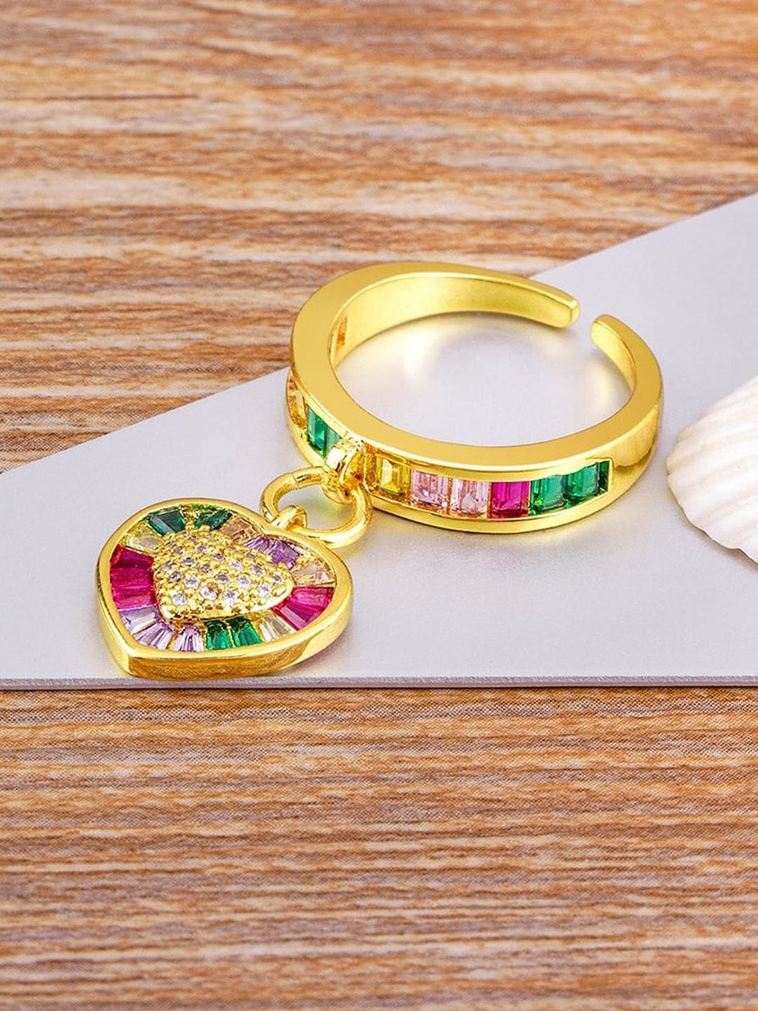 

ZIVOM 18KT Gold-Plated CZ-Studded Ring
