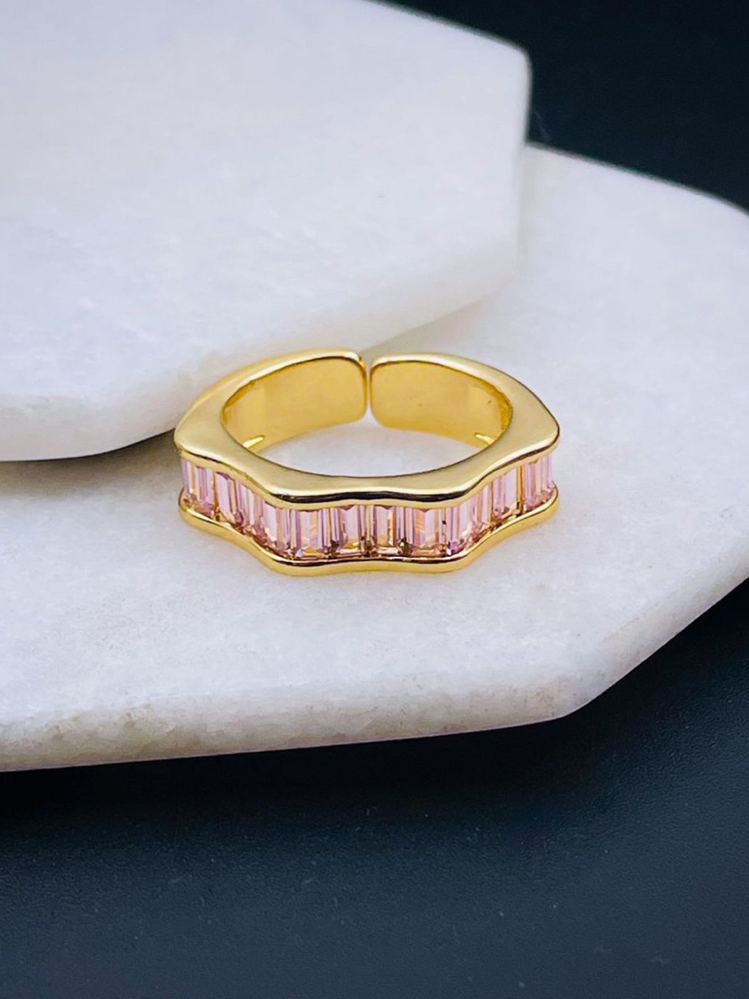 

ZIVOM 18KT Gold-Plated CZ-Studded Ring