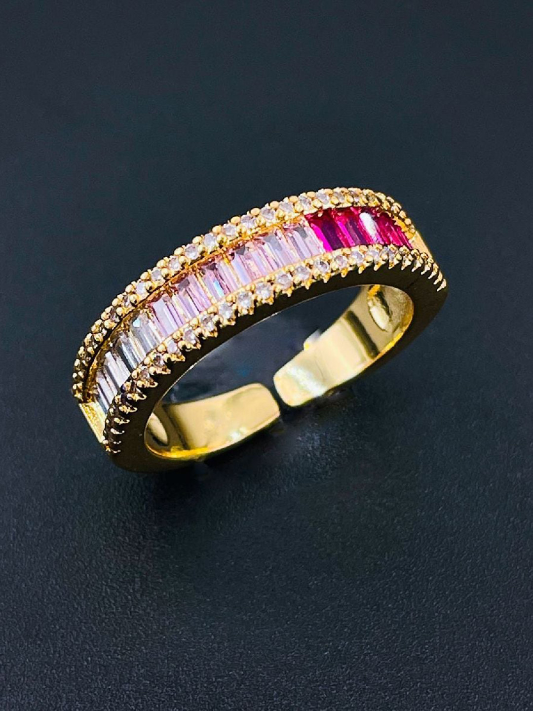 

ZIVOM 18KT Gold-Plated CZ-Studded Ring