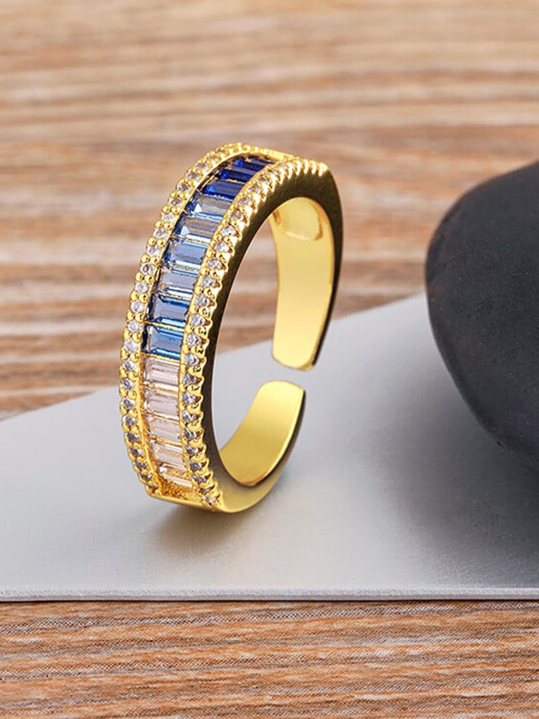 

ZIVOM 18KT Gold-Plated CZ-Studded Ring