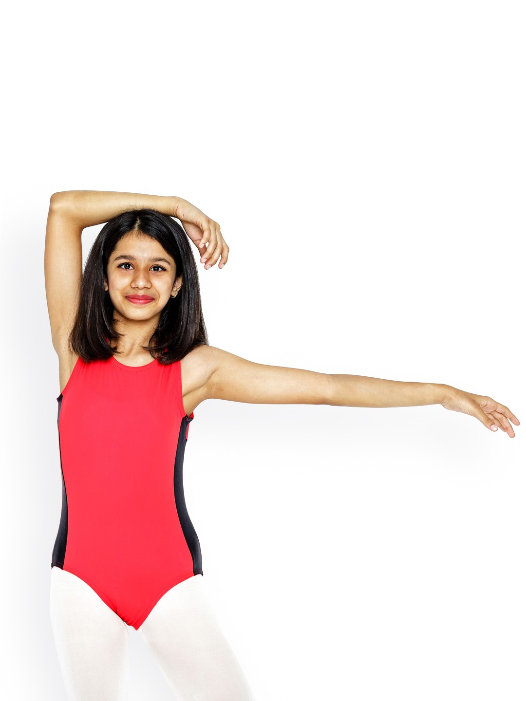

IKAANYA Girls Gymnastics Color-Blocked Bodysuit, Red