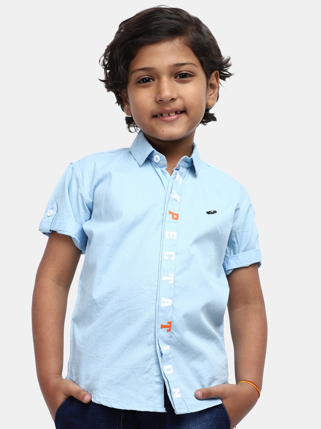 

V-Mart Kids Spread Collar Cotton Casual Shirt, Blue