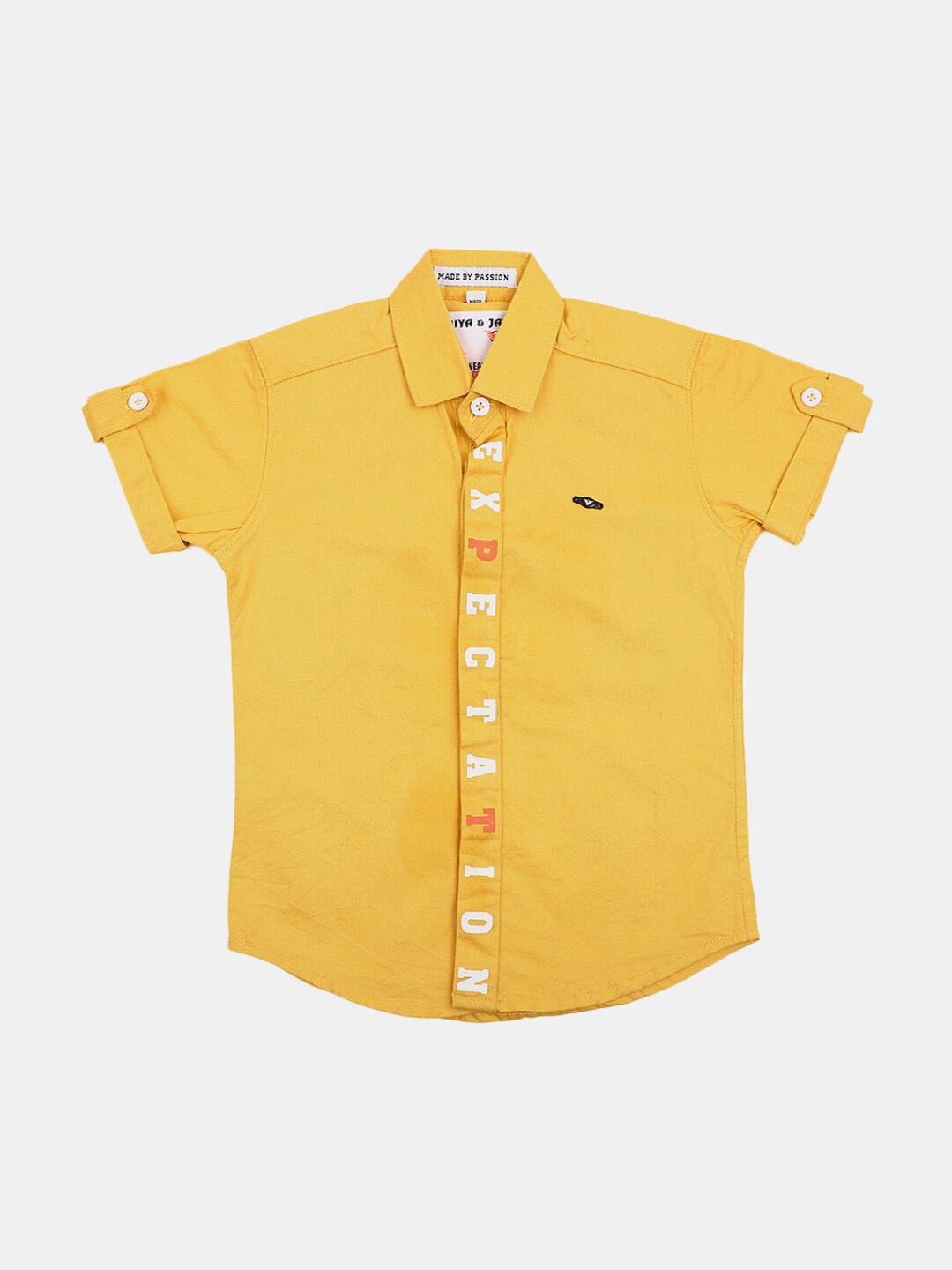 

V-Mart Boys Spread Collar Cotton Casual Shirt, Yellow