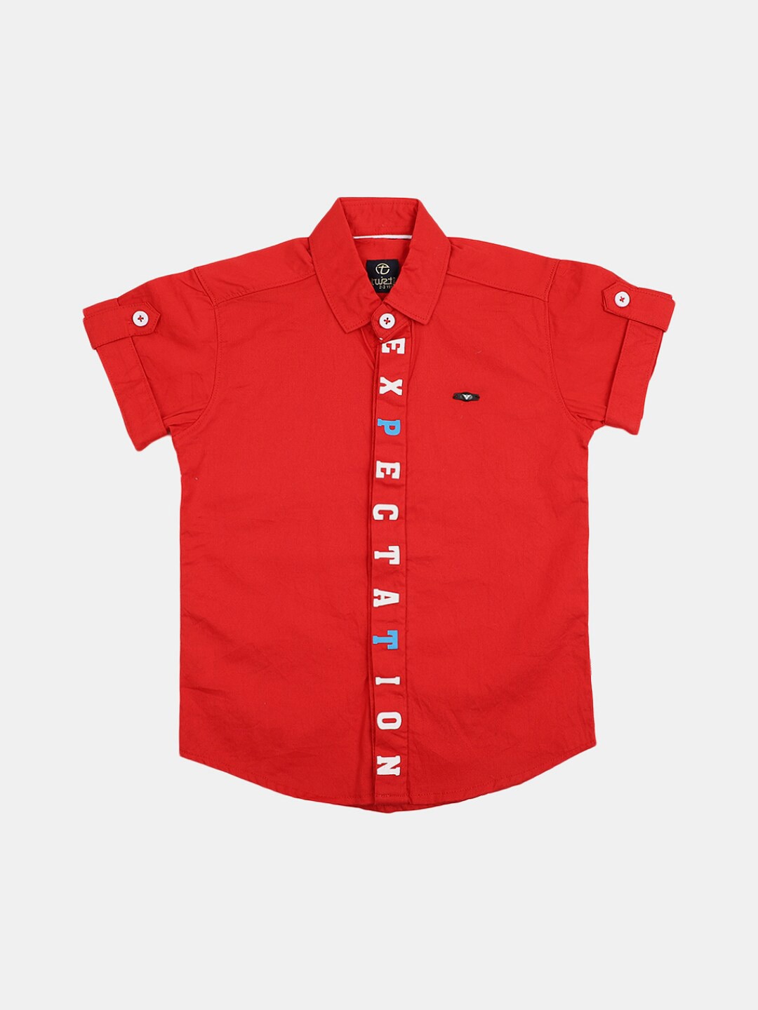 

V-Mart Boys Spread Collar Cotton Casual Shirt, Red