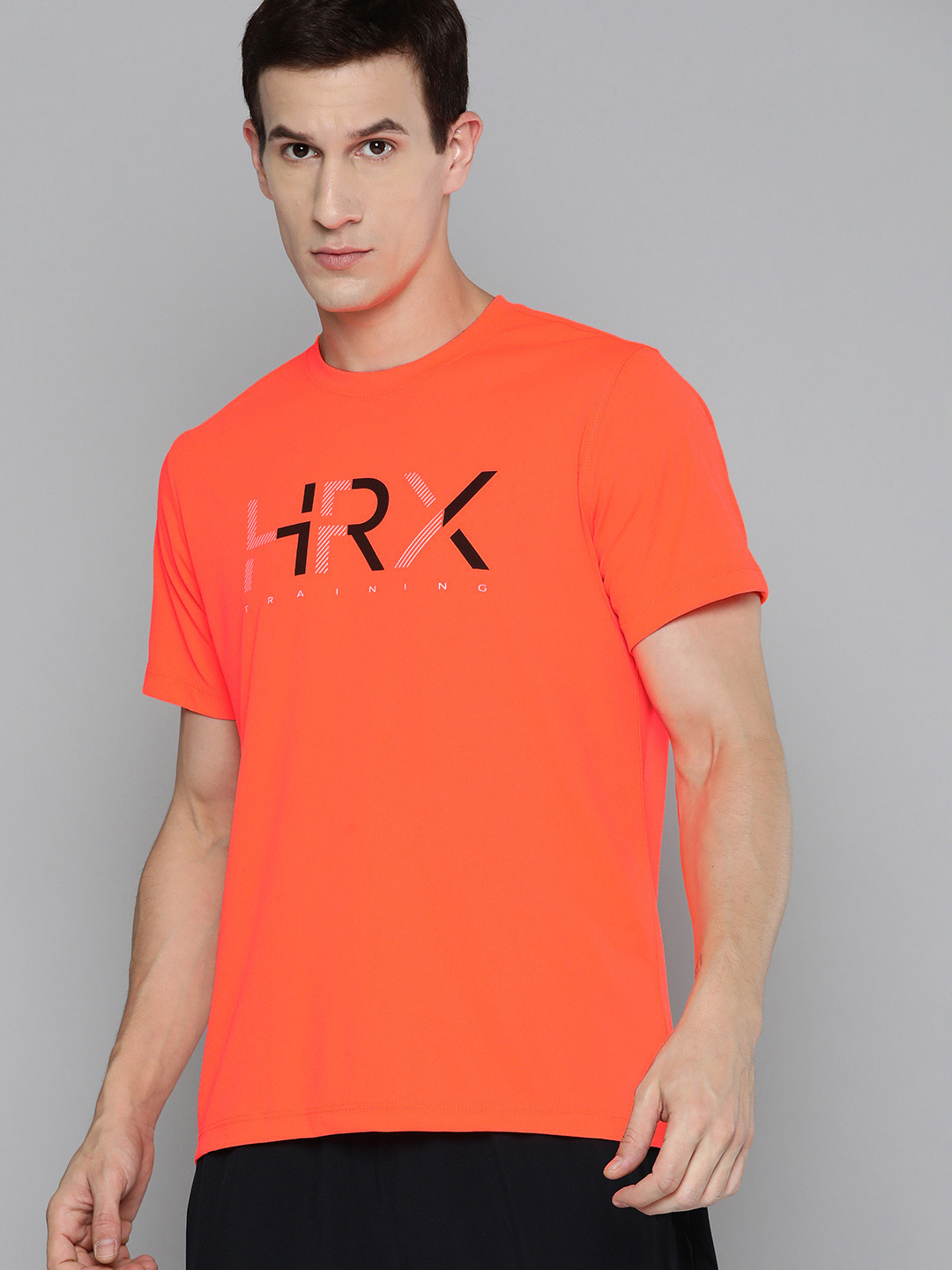 

HRX by Hrithik Roshan Men Brand Logo Print Training T-shirt, Orange