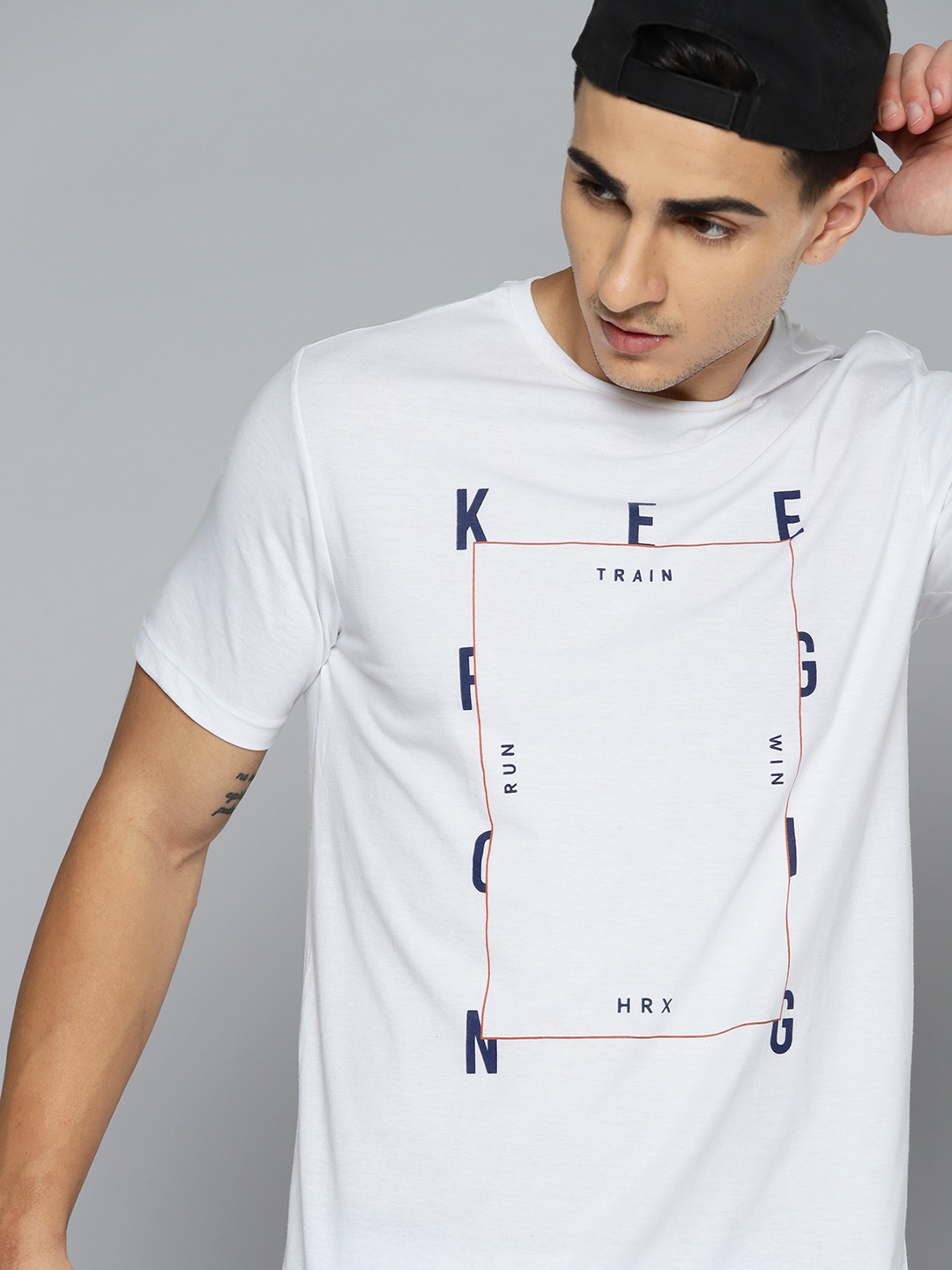 

HRX by Hrithik Roshan Men Typography Printed Running T-shirt, White