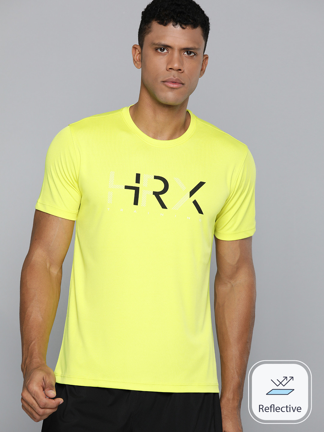 

HRX by Hrithik Roshan Men Brand Logo Printed Rapid-Dry Training T-shirt, Yellow