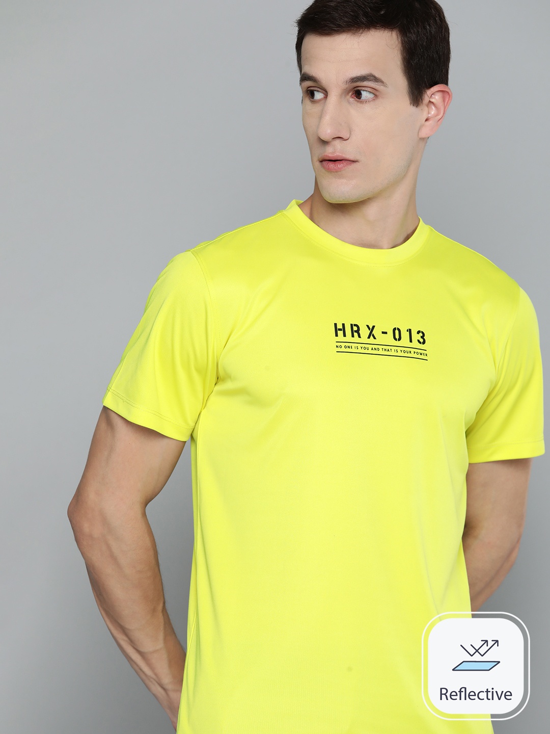 

HRX by Hrithik Roshan Men Brand Logo T-shirt, Yellow