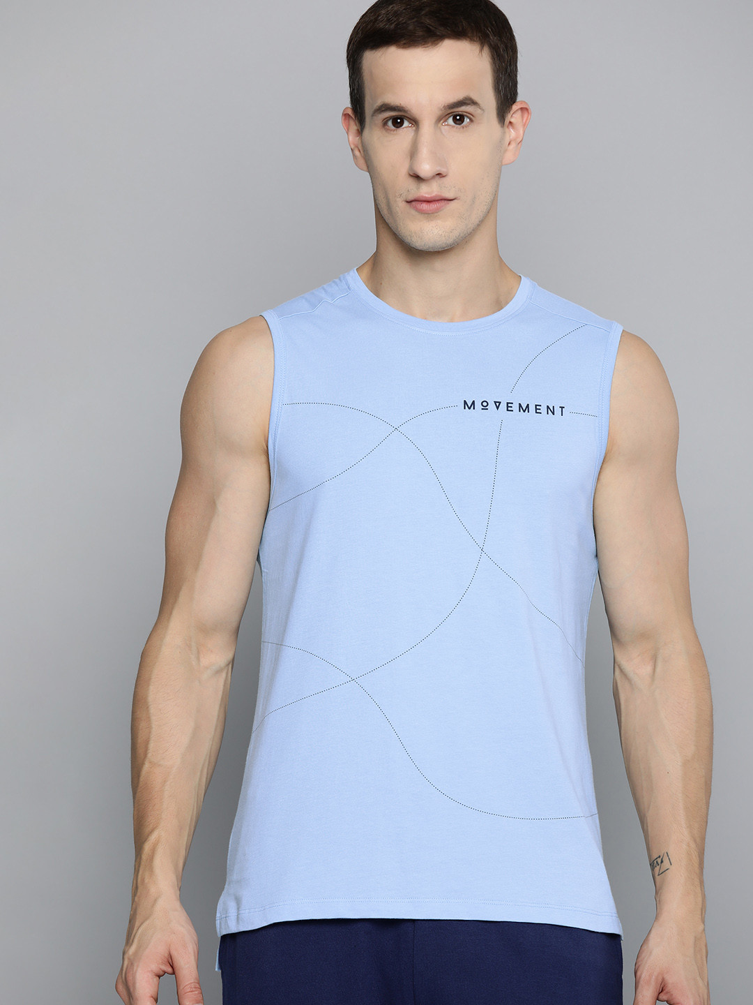 

HRX by Hrithik Roshan Men Printed Pure Cotton Yoga T-shirt, Blue