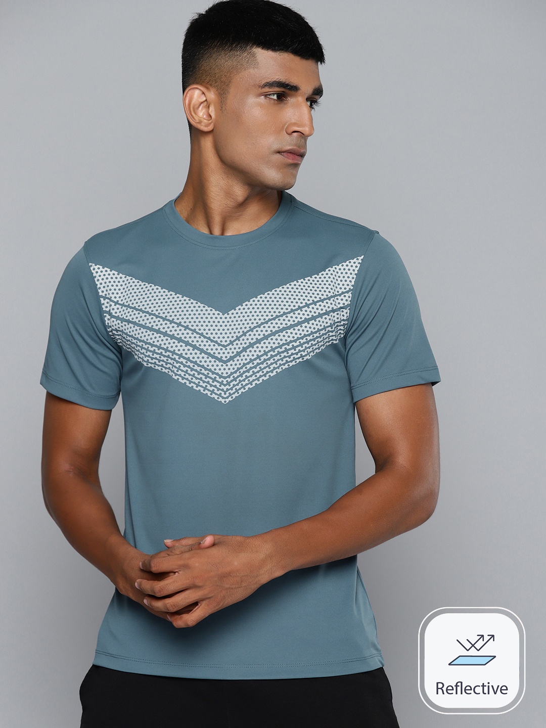 

HRX by Hrithik Roshan Printed Rapid-Dry Training T-shirt, Blue