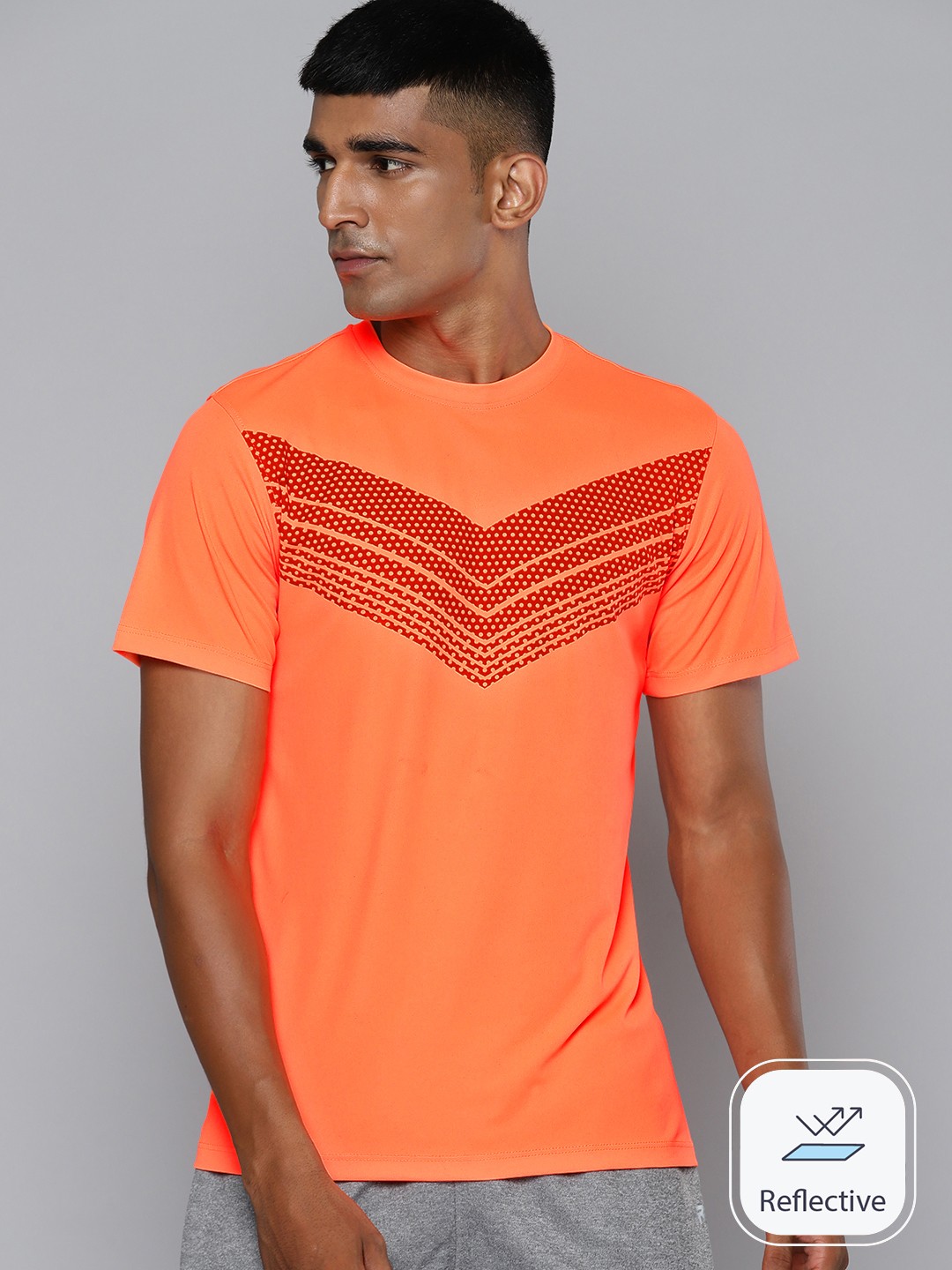 

HRX by Hrithik Roshan Printed Rapid-Dry Training T-shirt, Orange