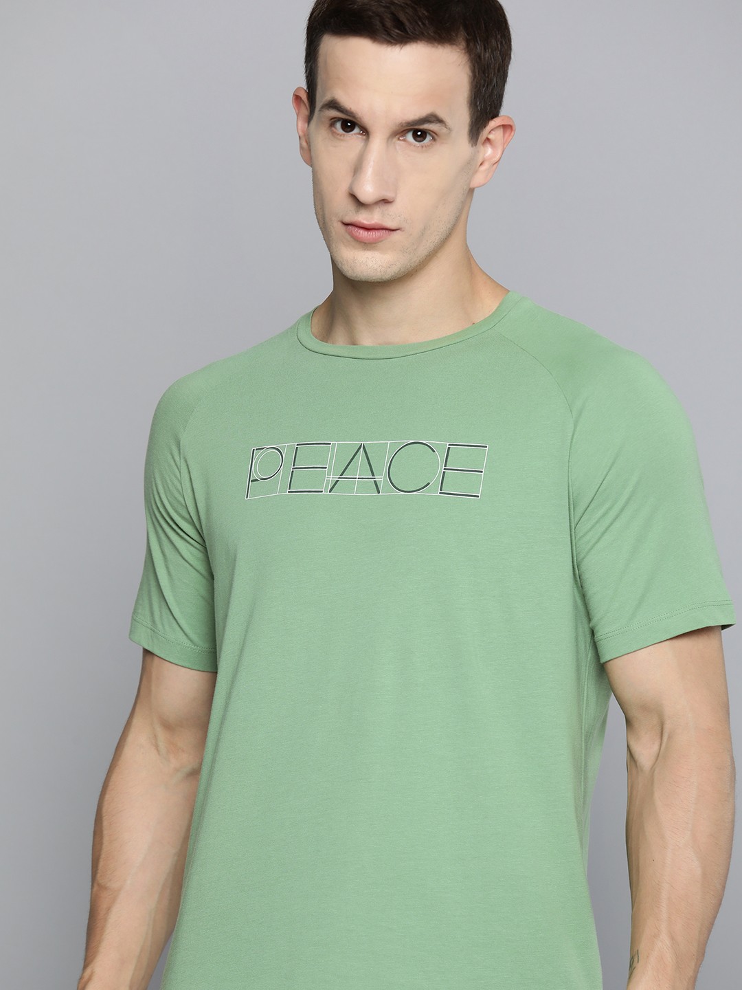 

HRX by Hrithik Roshan Men Typography Printed Pure Cotton Yoga T-shirt, Green