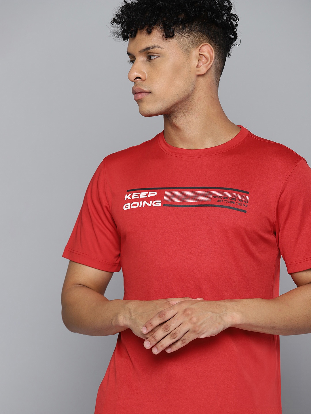 

HRX by Hrithik Roshan Typography Printed Rapid-Dry Training T-shirt, Red