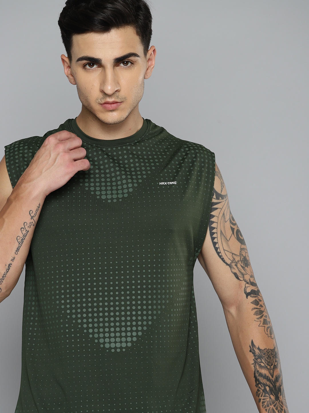 

HRX by Hrithik Roshan Rapid-Dry Printed Training T-shirt, Green