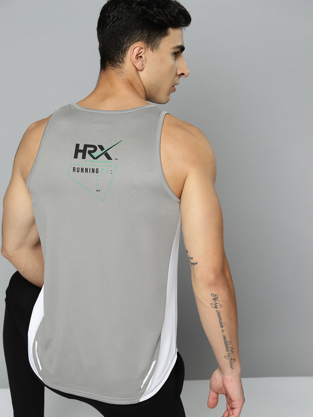 

HRX by Hrithik Roshan Rapid-Dry Sleeveless Training T-shirt, Grey