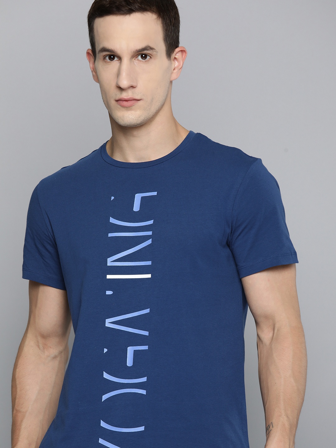 

HRX by Hrithik Roshan Men Typography Printed Pure Cotton Yoga T-shirt, Blue