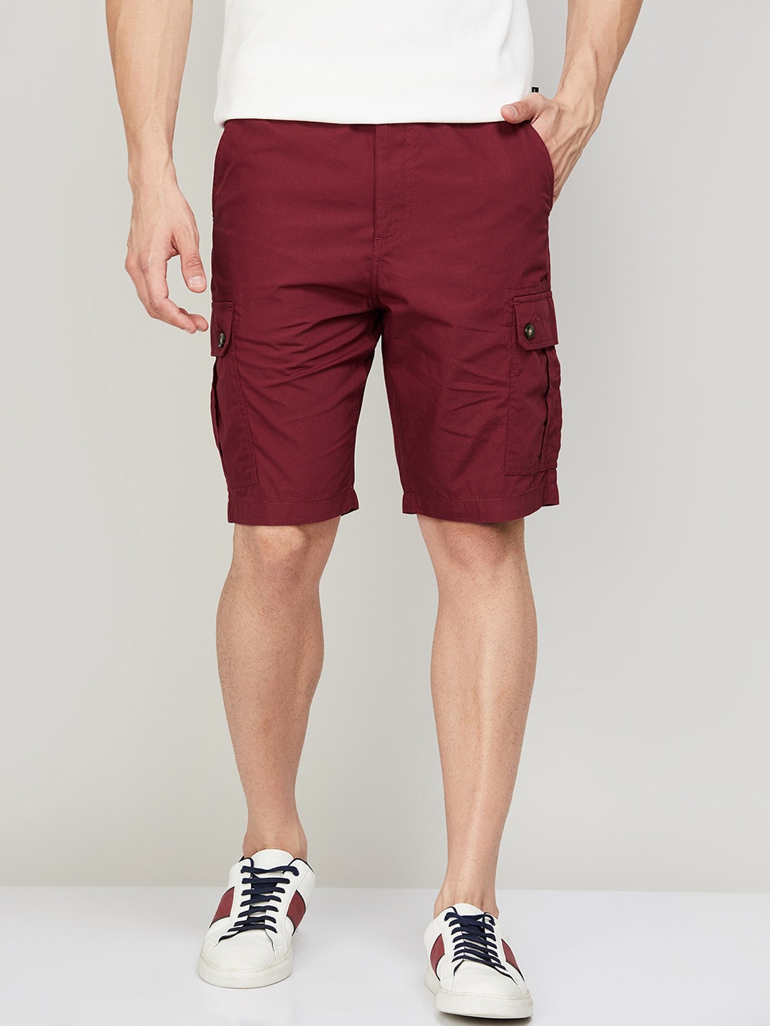 

Fame Forever by Lifestyle Men Mid-Rise Cotton Cargo Shorts, Maroon