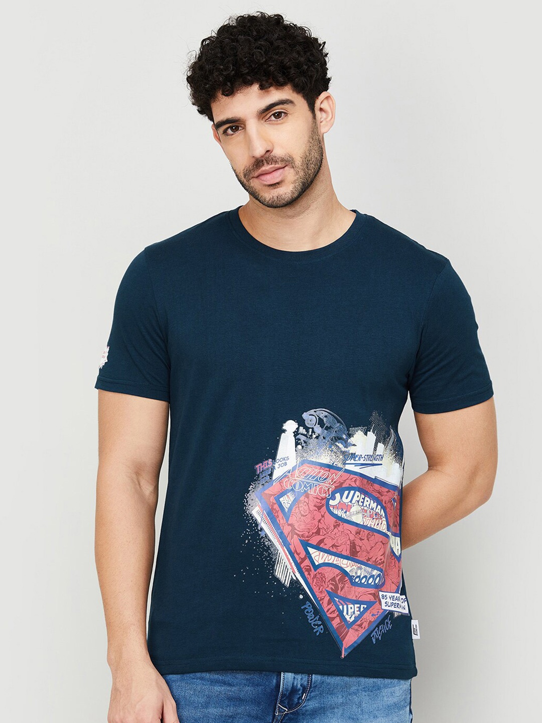 

Fame Forever by Lifestyle Super Man Printed Cotton T-shirt, Blue