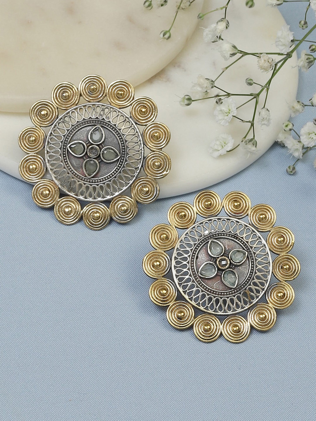 

Biba Oxidised Circular Shaped Studs Earrings, Silver