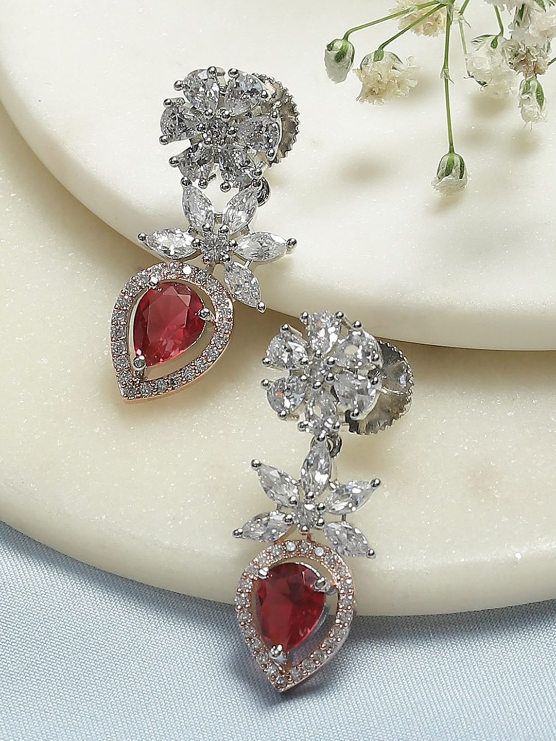 

Biba Silver Plated Contemporary Stone Studded Drop Earrings
