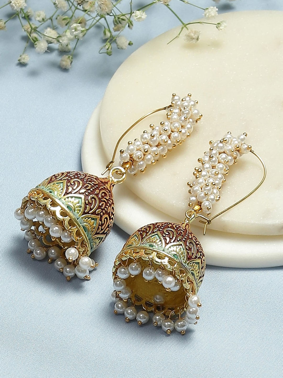 

Biba Gold-Plated Contemporary Jhumkas Earrings