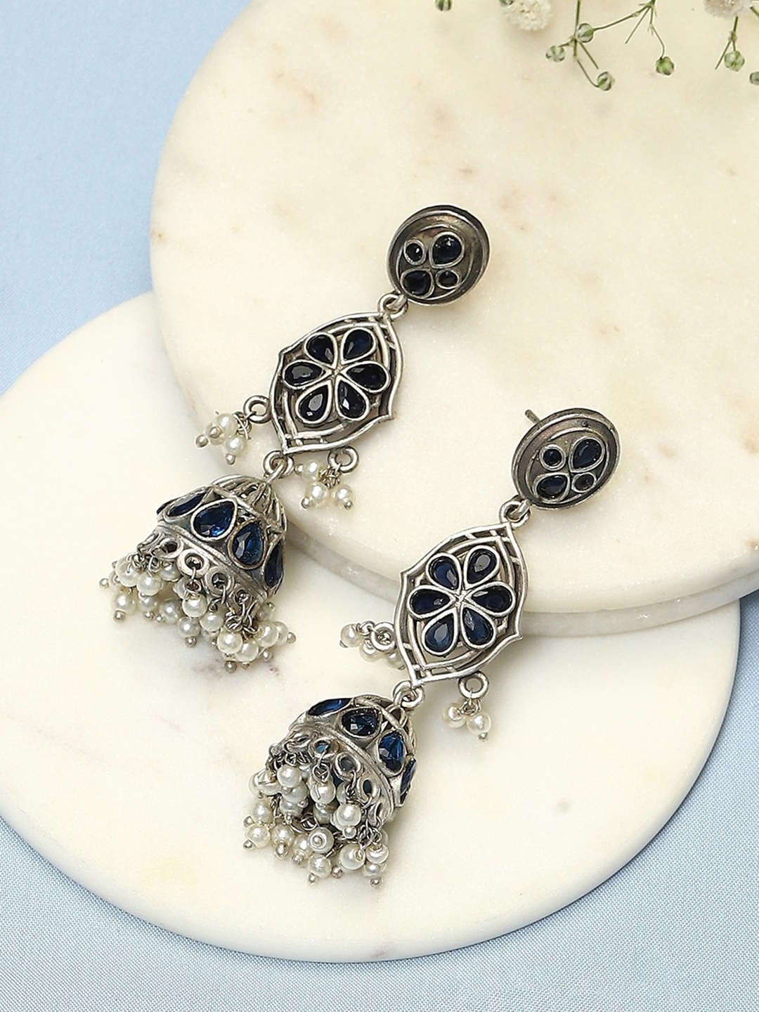 

Biba Silver-Plated Contemporary Jhumkas Earrings